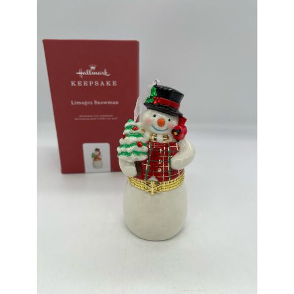 Hallmark Keepsake Limoges Snowman Ornament & Trinket Box - Picture 1 of 8